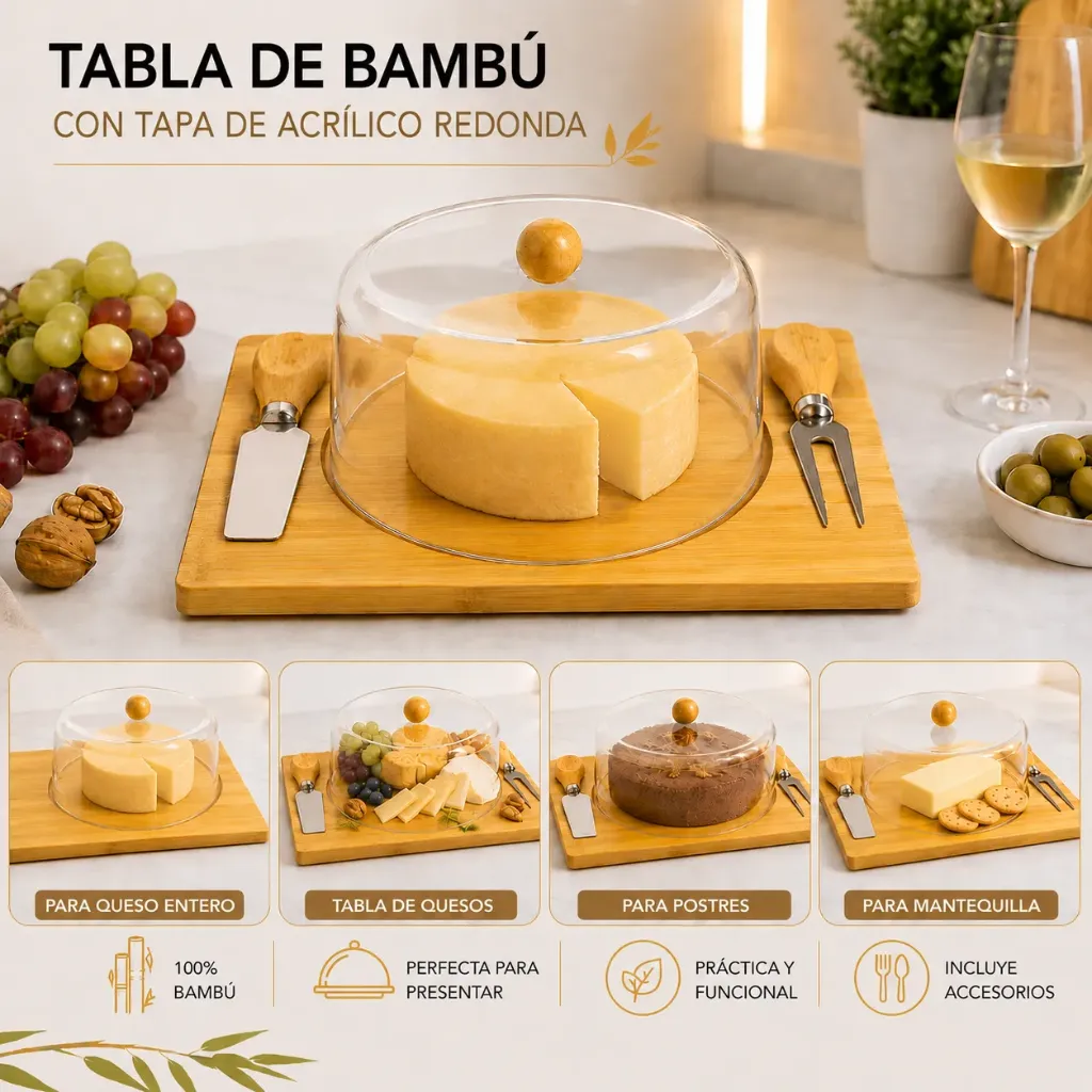 Tabla de Queso con Tapa redonda