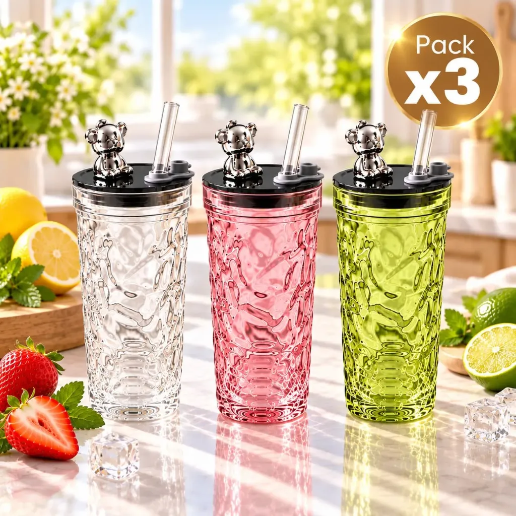 Pack x3 Vaso de Vidrio Osito 400ML