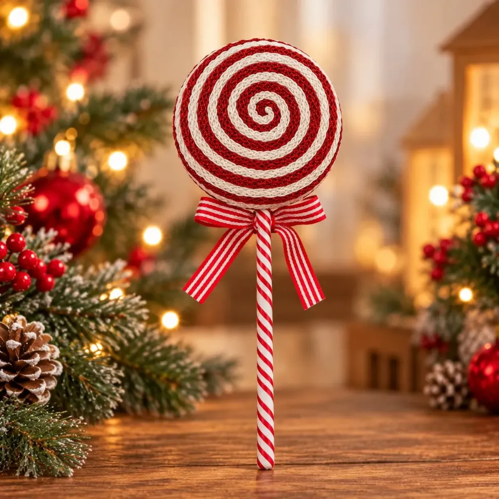 Caramelo Navideño Rojo y Blanco 10 cm