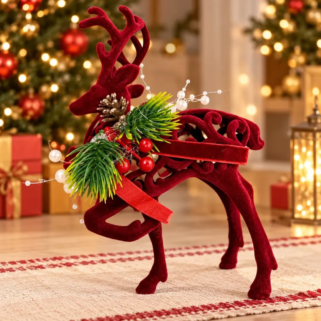 [NAV-00008] Reno Navideño Decorativo en Terciopelo